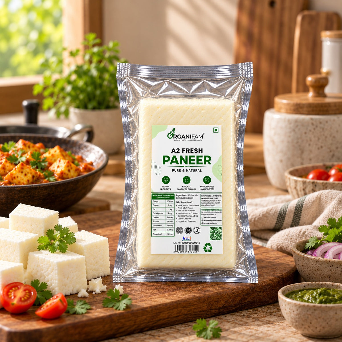 Organifam A2 Fresh Paneer – Soft, Fresh & Pure